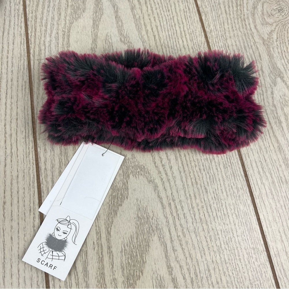 Surell Rex Rabbit Faux Fur Knit Stretch Headband OS Raspberry $65 - Picture 3 of 8
